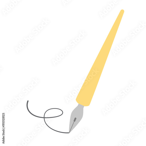 線を描く黄色い軸のつけペンのイラスト カブラペン 線なし