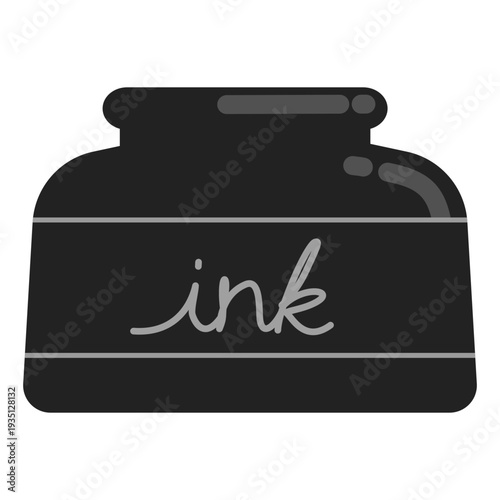 真横から見たインクつぼのイラスト 線なし フラット