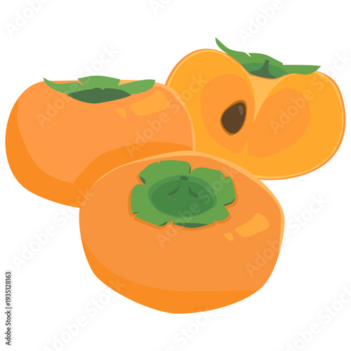 3つの柿の実のイラスト 線なし