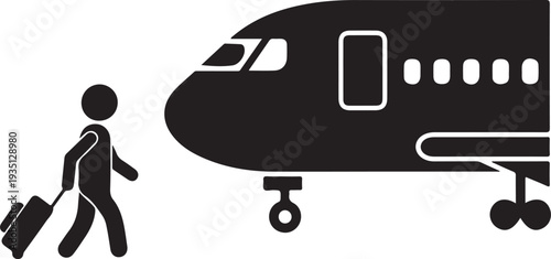 Airplane icon. Commercial aircraft. Plane. Passenger. Vector icon isolated on white background.