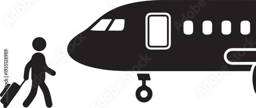 Airplane icon. Commercial aircraft. Plane. Passenger. Vector icon isolated on white background.