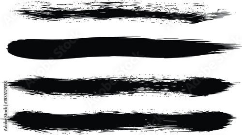 Four black brush strokes on a white background