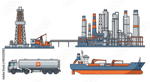 Oil Refinery Industrial Equipment Transportation.
