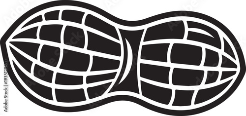 Black silhouette of a peanut in shell on a white background, minimal outline.