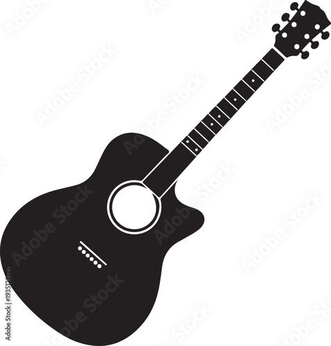 Acoustic guitar musical instrument flat vector icon for music apps and websites