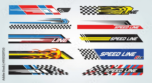 Dynamic racing stripes and speed lines for vehicle design and decoration.