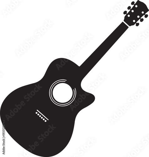 Acoustic guitar musical instrument flat vector icon for music apps and websites