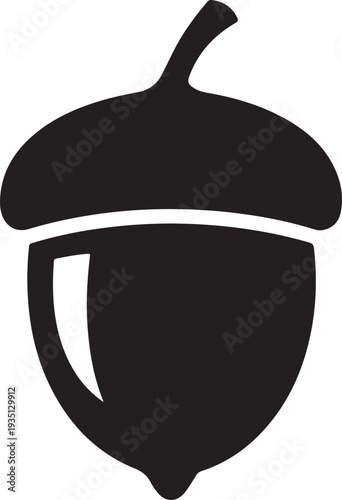 Acorn or oaknut seed flat vector icon for nature apps and websites