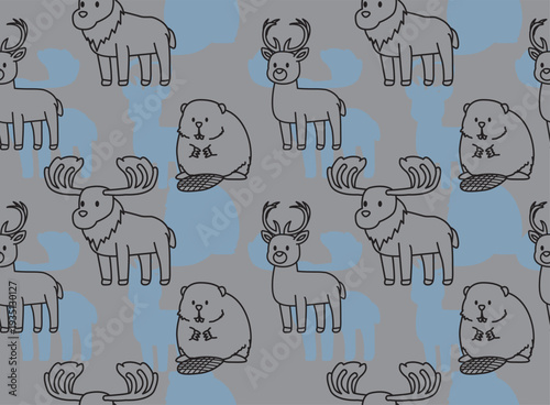 Moose Deer Beaver Seamless Background Wallpaper Pattern