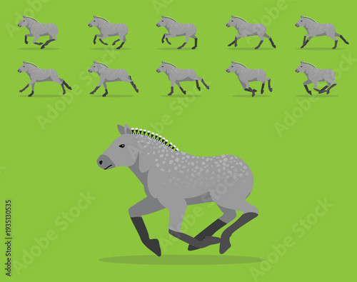 Percheron Draft Horse Animation Sequence Running Cartoon Vector Illustration