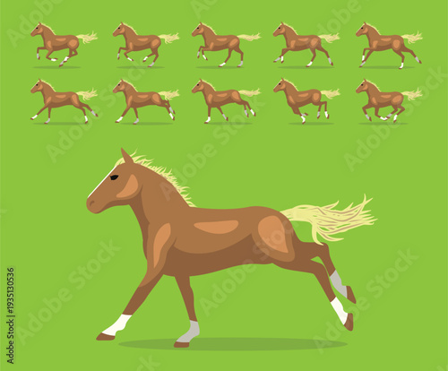 Belgian Draft Horse Animation Sequence Running Cartoon Vector Illustration