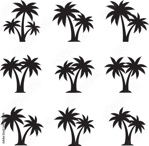 A palm tree silhouette set.