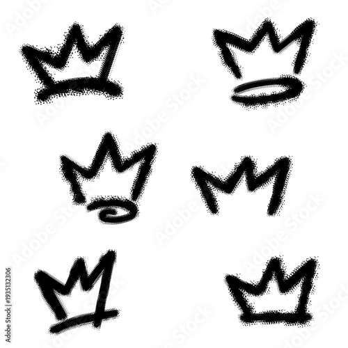Spray brush paint crown king vector for edgy streetwear. Ideal for symbolizing raw urban royalty, underground grunge aesthetics, and rebellious youth.