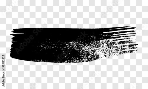 Black brush stroke on transparent background