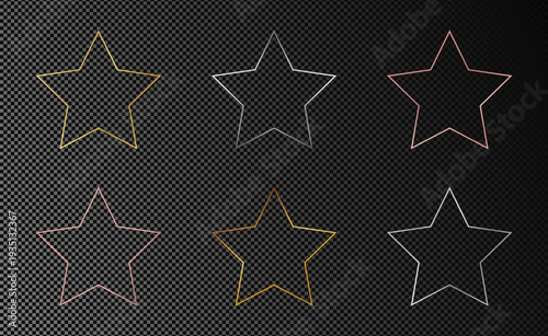 Set of six star shape frames