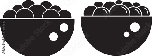 Silhouette bowl full of round objects and dots pattern