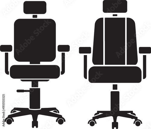 Silhouette office chairs on white background