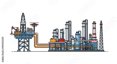 Oil Refinery Platform Industrial Site.
