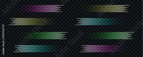 Abstract graphic design featuring vibrant horizontal lines in various colors on a transparent background high-quality professional