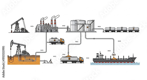 Oil Refinery Process and Transportation.