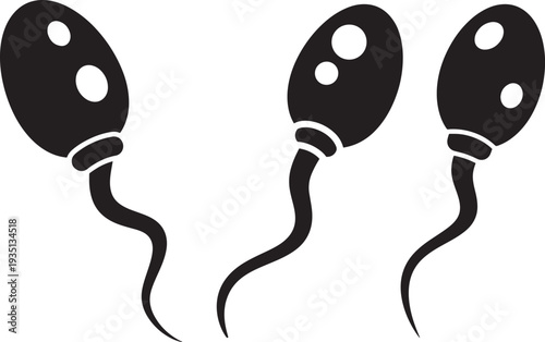 Three sperm cells silhouette moving forward