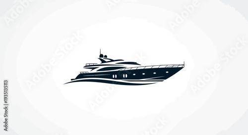 Luxury Yacht Sailing on the Ocean, a Serene Illustration of Leisure on Calm Waters from a Side View