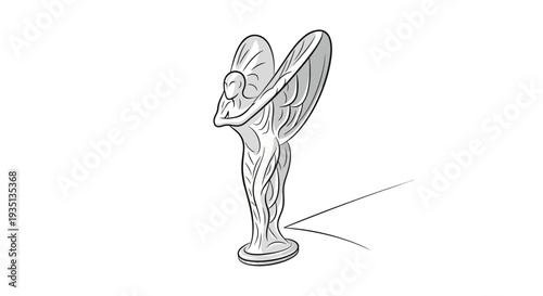 A stylized illustration of a figurine holding a trophy, depicted in a dynamic pose, showcasing elegance and sophistication.