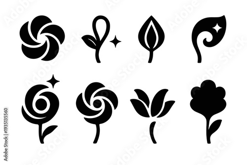 Abstract Dream Flora Icons. Abstract dream flora. Filled icon set of abstract dream flora: twisted petal