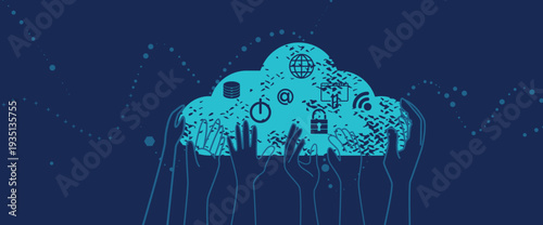 Cloud computer technology background for presentation