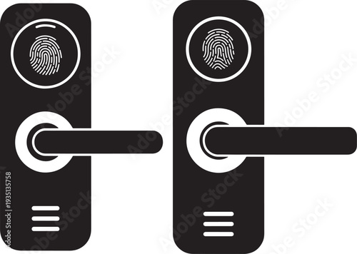 Two door handles with fingerprint scanner