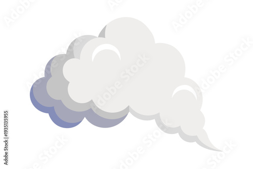 A minimalist vector graphic illustration of a white cloud with subtle shading