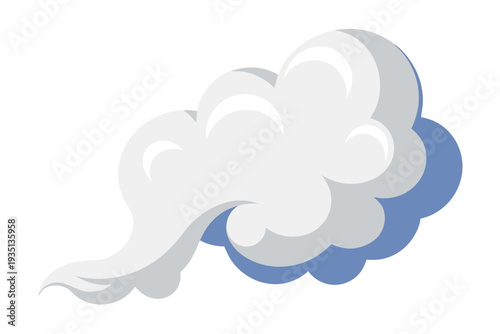 A vector graphic illustration of a stylized cloud with a windy design element