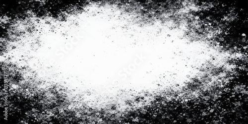 Abstract black and white grunge background with a cold nature texture featuring winter ice patterns and a liquid water splash design