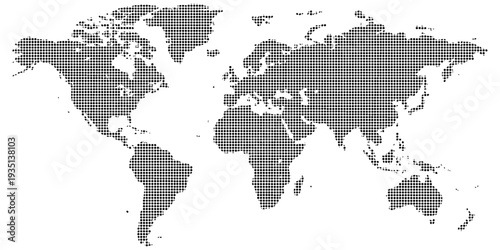 Vector illustration of a global world map on a white background featuring detailed continents from Europe and Asia to America, perfect for travel, geography, and business design
