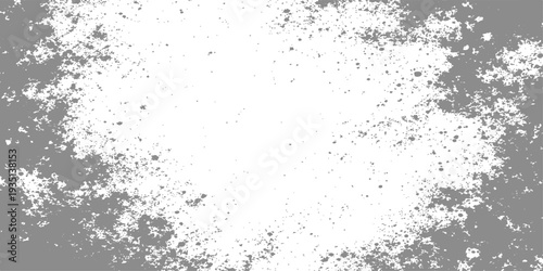 An abstract black and white grunge background featuring a vintage ink splash pattern with dirty paint drops, water bubbles, and a dusty film texture on an old paper wall border