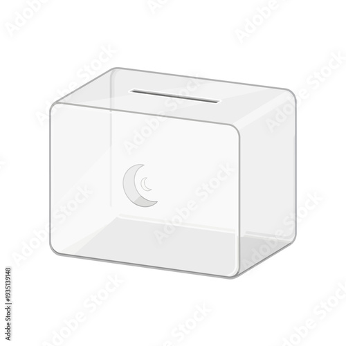 Transparent piggy bank with crescent moon design for savings