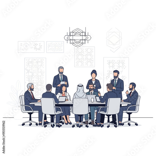 Diverse business team in modern meeting discussing strategy together