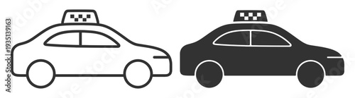 City taxi cab car automobile icon in outline and solid styles isolated on transparent background