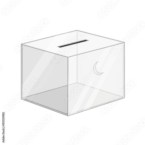 Transparent donation box with slot on top for charitable giving