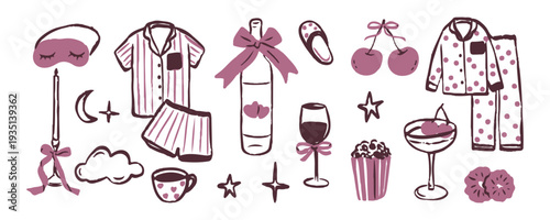 Cute doodle pajama party collection