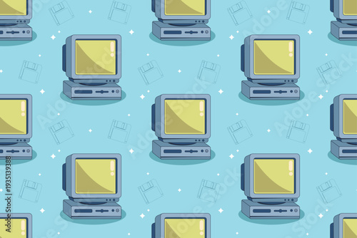 Retro Computer Seamless Pattern