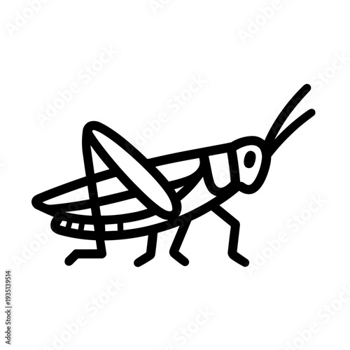 Minimalist grasshopper nature insect vector icon