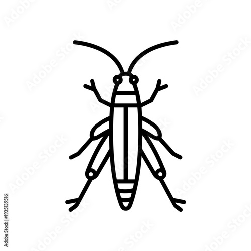 Minimalist grasshopper nature insect vector icon