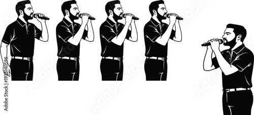 singer, microphone, performance, music, vocalist, stage, concert, entertainment, artist, singing, show, audio, sound, talent, musician, vector, illustration, silhouette, collection, cad