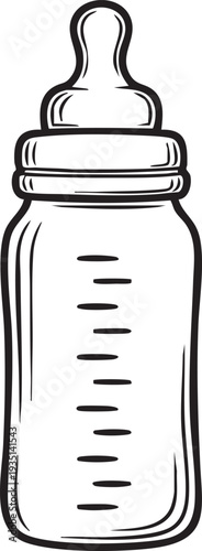 Black and white line of a baby bottle line bottle feeding bottle nursery