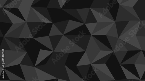 Fotografie Dark abstract geometric low poly background with varying shades of grey and black triangles creating a faceted pattern