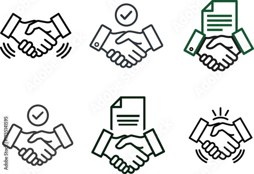 Handshake icons representing business partnerships and agreements