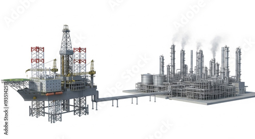 Oil Rig and Refinery Industrial Complex.