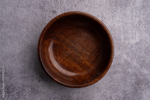 Brown Wooden Serving Bowl Marble Background