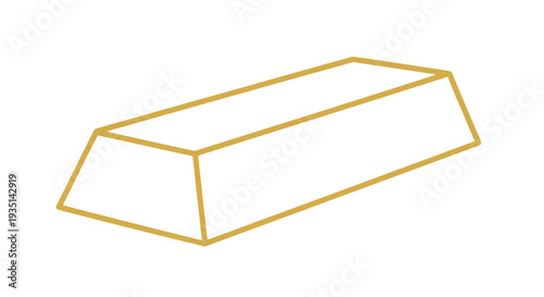 Simple illustration of a gold bar with a minimalist linear design on white